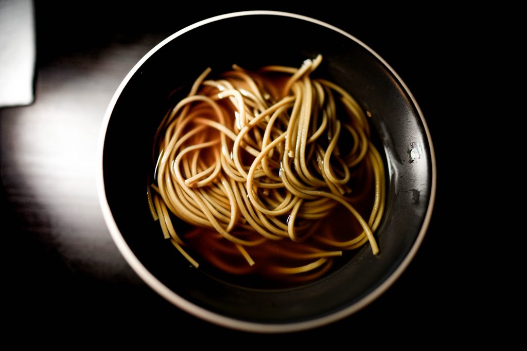 Soba in a simple soup.