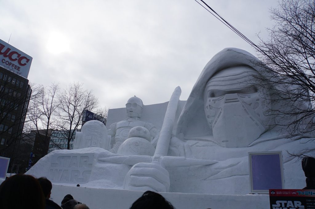 Star wars Characters sculpted on ice at the unique Sapporo Snow festival.