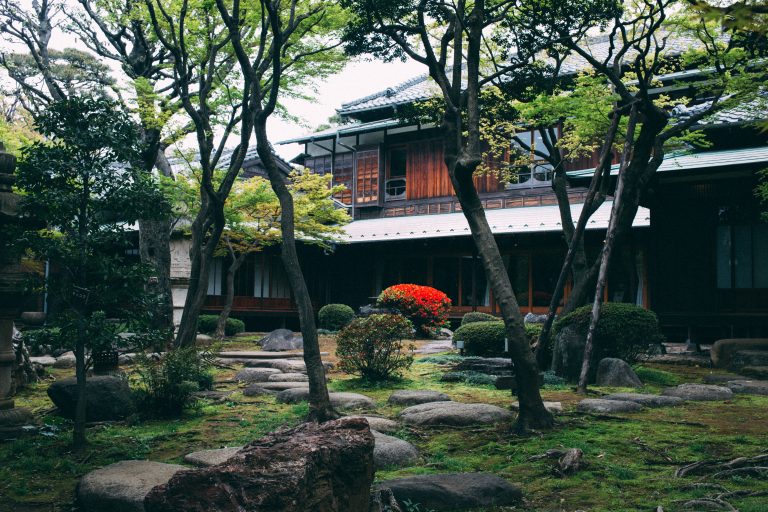 A Traditional Japanese home view form the Garden