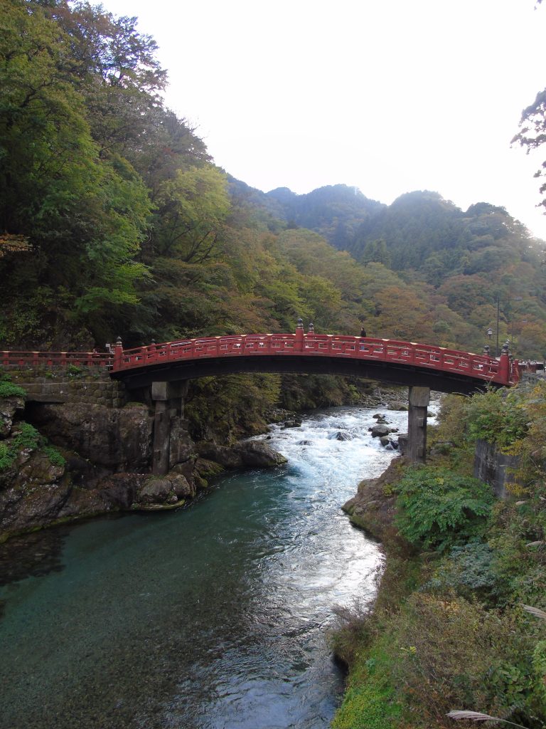 A world heritage structure the Shinkyo bridge one of the best most beautiful spots in Nikko in Autumn 2020