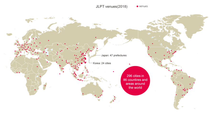 Jlpt participating country map