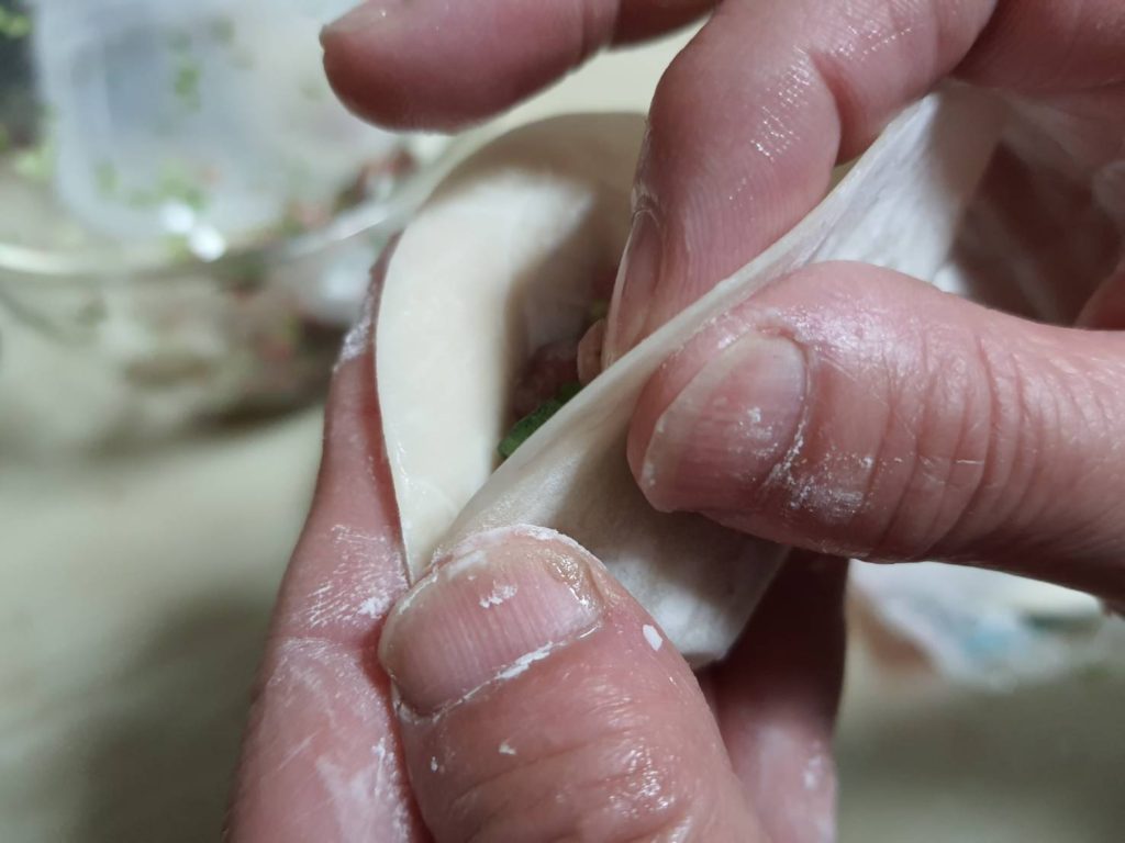 Folding the Gyoza Wrap. How To Make Japanese Gyoza Dumplings.