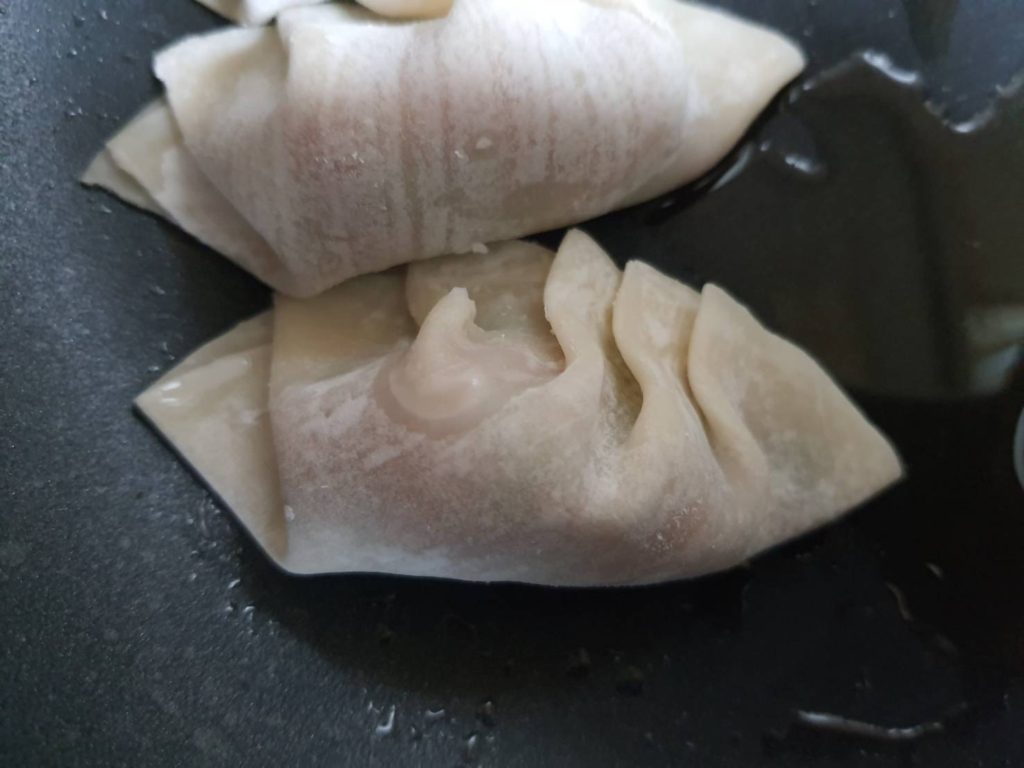 Two folded Gyoza's