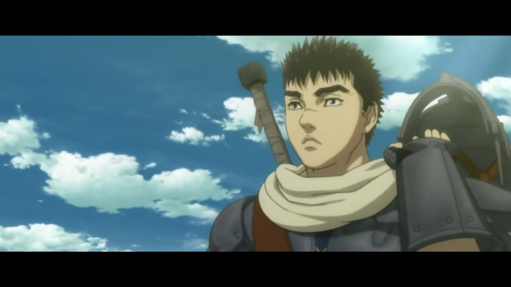Guts looking forward in Berserk one of My Top 5 Favourite Japanese Anime