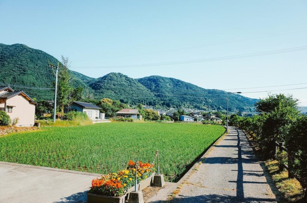 Japanese countryside and city contrast