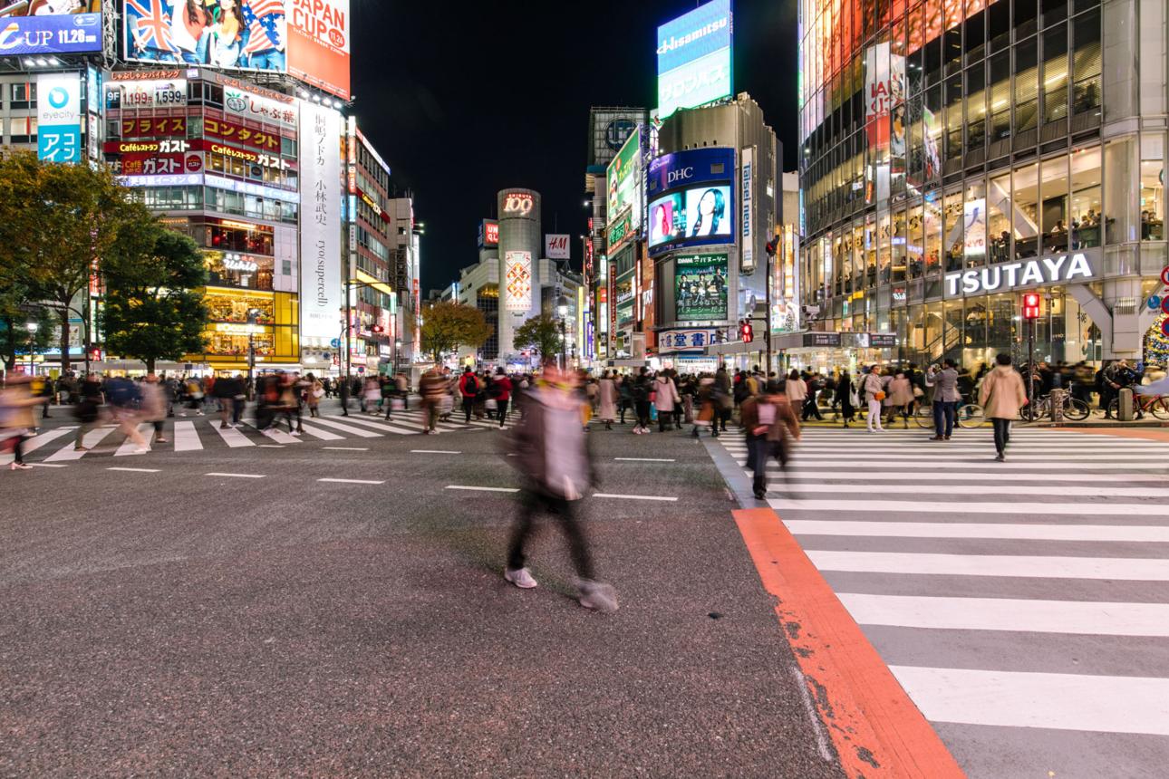 Tokyo street scene at night in Japan for first-time travel guide